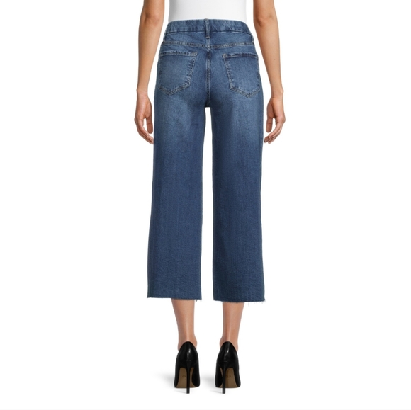 Time AND True Women's Wide Leg Crop Jeans- Standard and Plus Size - Picture 2 of 6